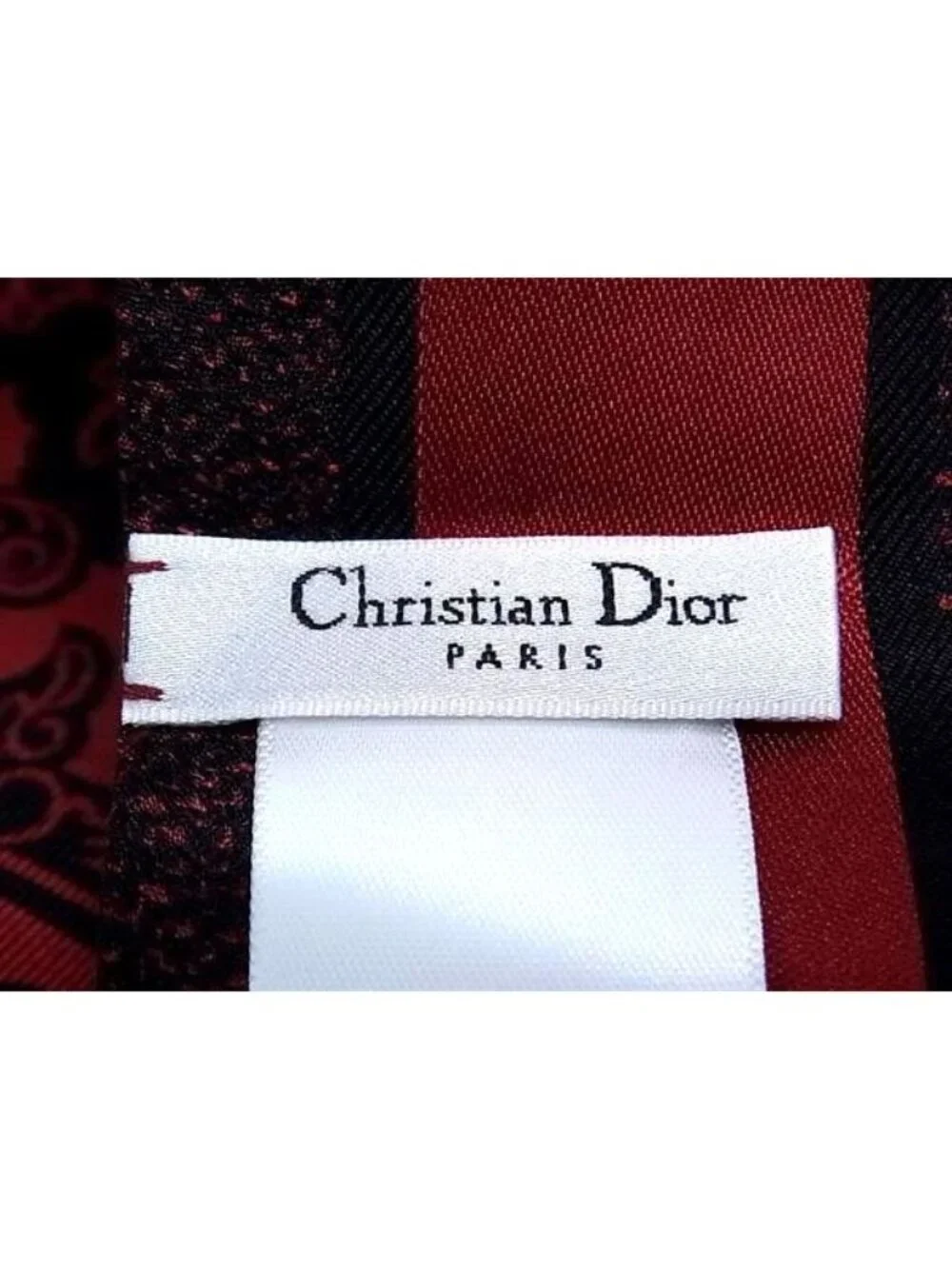 Dior Mitzah Silk Heart Ribbon Scarf Red Black